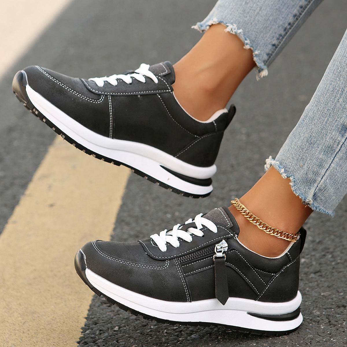 Fashion Solid Color Front Lace-up Women's Shoes - MYLUXURY LANE ENTERPRISE