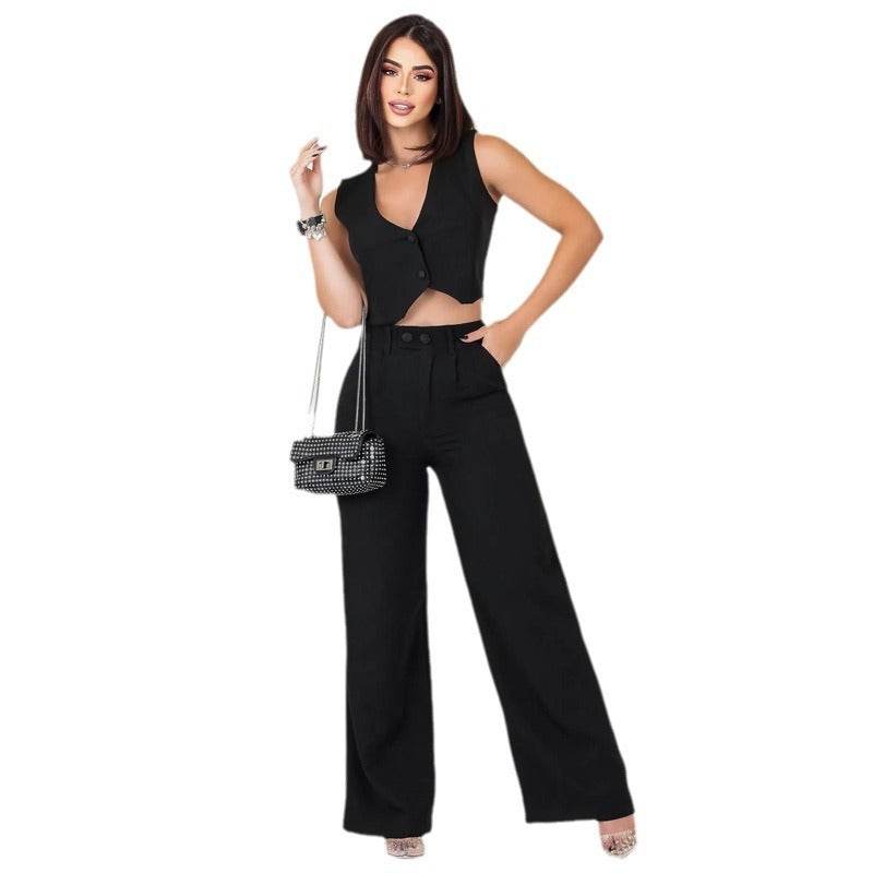 European And American Fashion Casual Slim Fit Sleeveless Two-piece Suit - MYLUXURY LANE ENTERPRISE