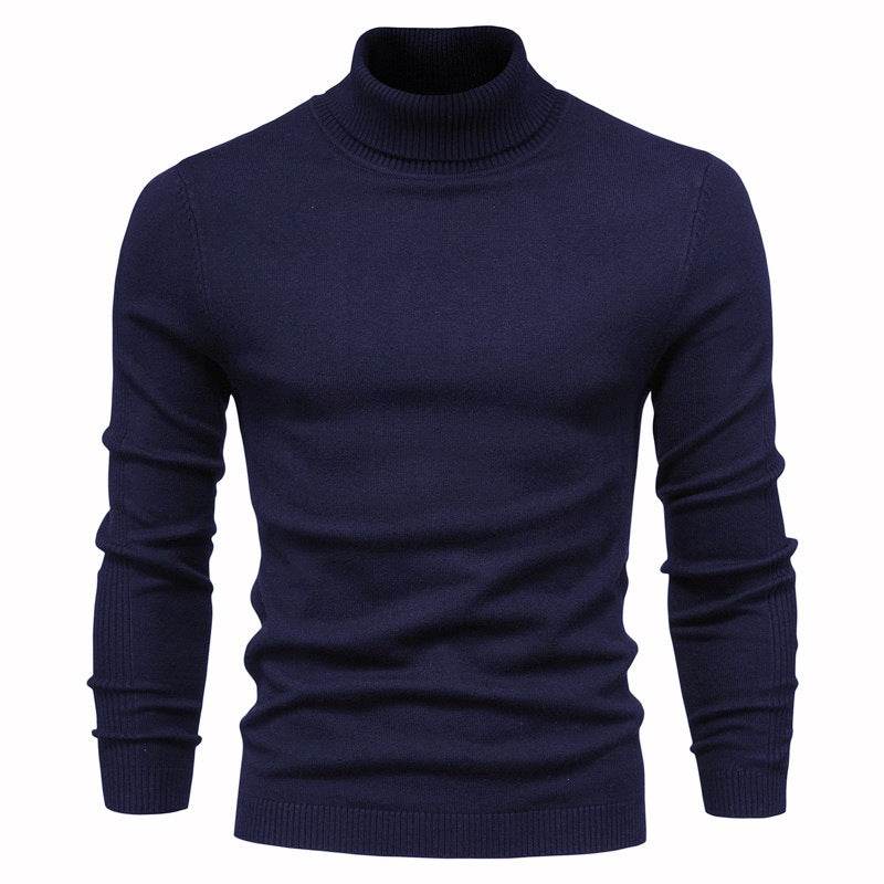Men's Solid Color Slim Pullover Turtleneck Sweater Winter Casual Tops Clothing - MYLUXURY LANE ENTERPRISE
