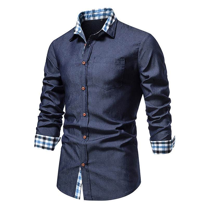 Men's Casual Denim Long-sleeved Shirt - MYLUXURY LANE ENTERPRISE
