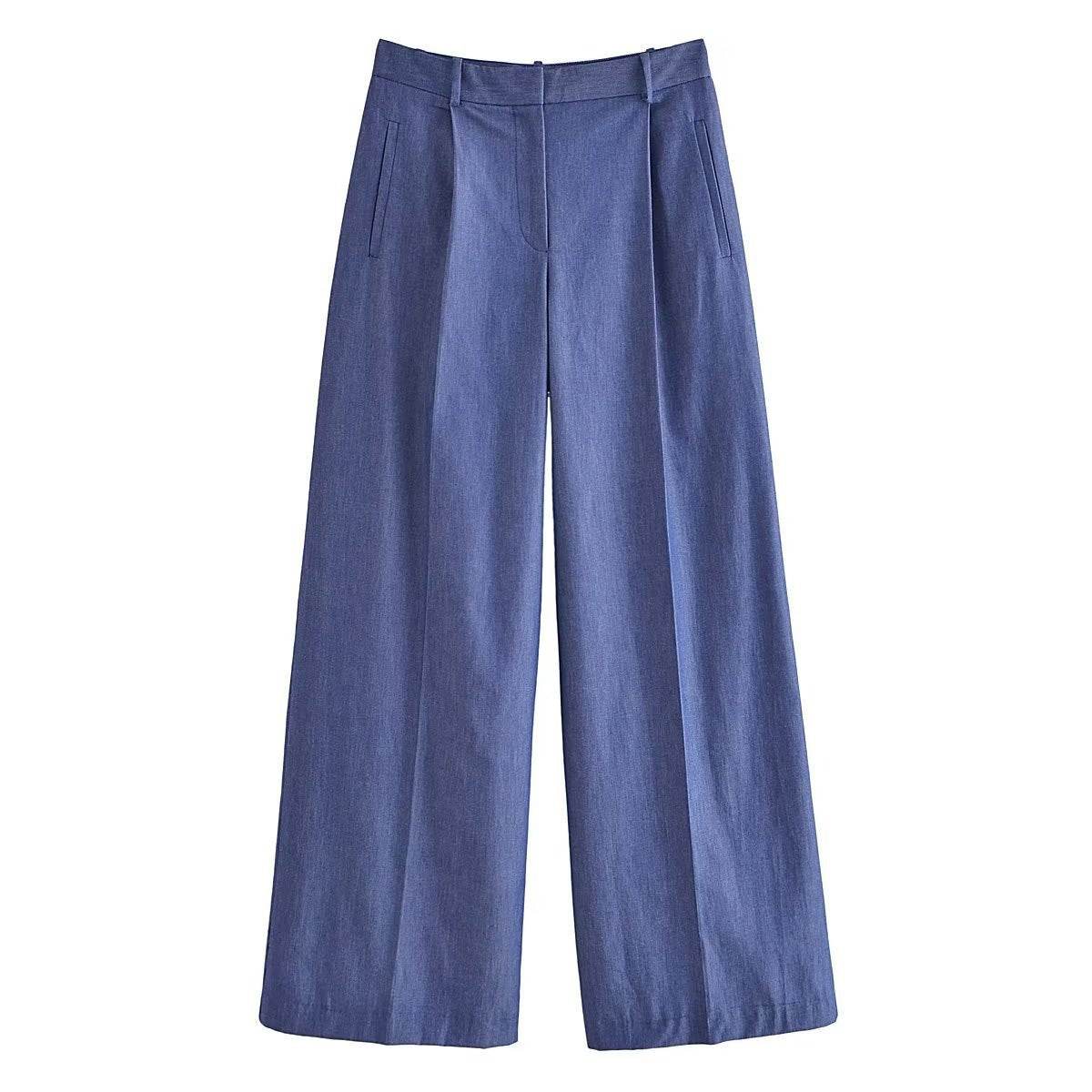Double Pocket Cropped Coat Top High Waist Wide Leg Pants Suit - MYLUXURY LANE ENTERPRISE