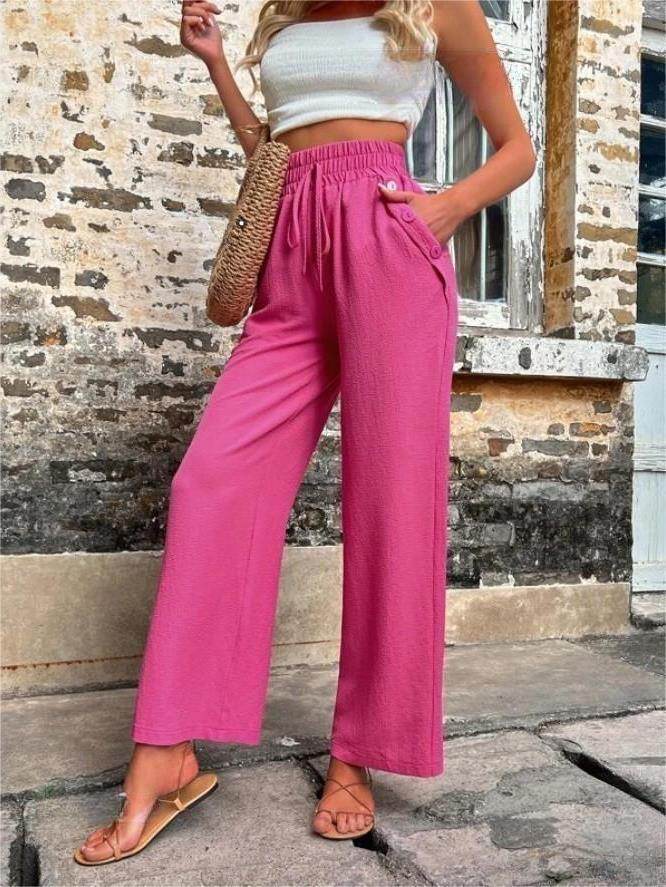 Casual Elastic High Waist Loose Trousers - MYLUXURY LANE ENTERPRISE