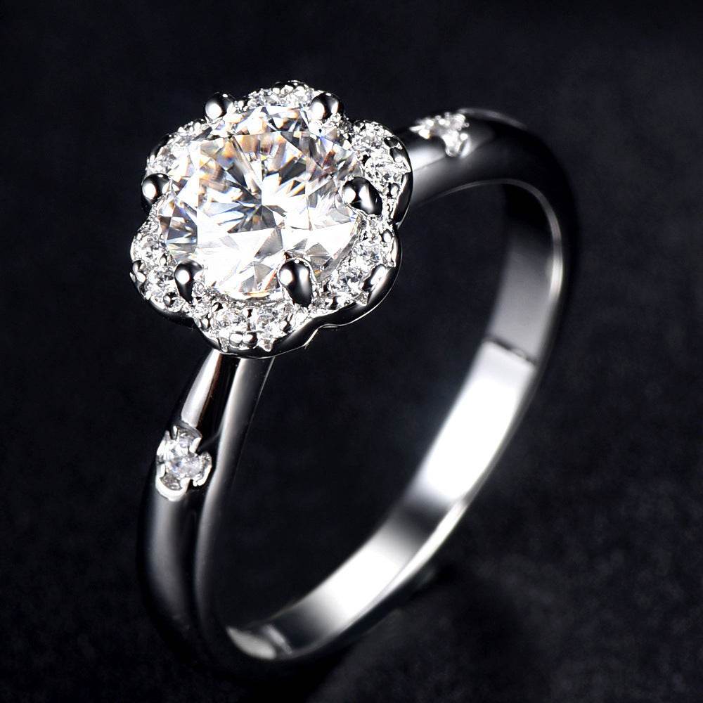 S925 Sterling Silver Ring Women's Broken Diamond Flower Moissanite Proposal - MYLUXURY LANE ENTERPRISE