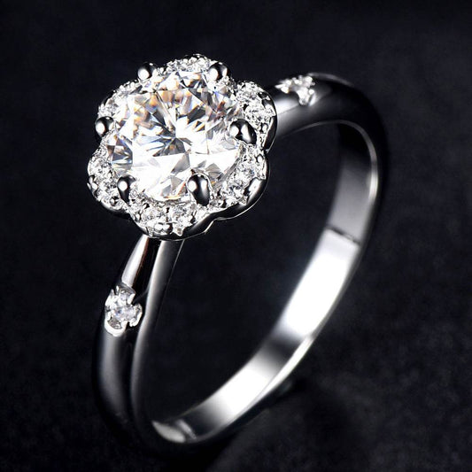 S925 Sterling Silver Ring Women's Broken Diamond Flower Moissanite Proposal - MYLUXURY LANE ENTERPRISE
