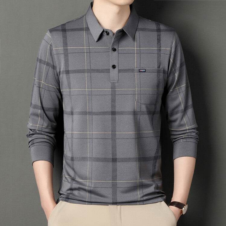 Autumn Long-sleeved T-shirt Men's Casual Striped Polo Shirt - MYLUXURY LANE ENTERPRISE