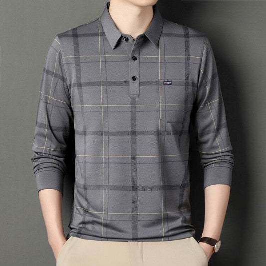 Autumn Long-sleeved T-shirt Men's Casual Striped Polo Shirt - MYLUXURY LANE ENTERPRISE