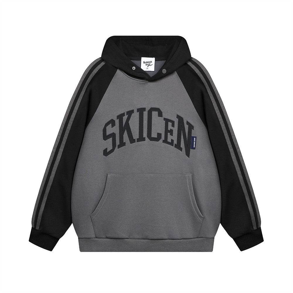 Stitching Contrast Color Hooded Loose Sweater Men - MYLUXURY LANE ENTERPRISE