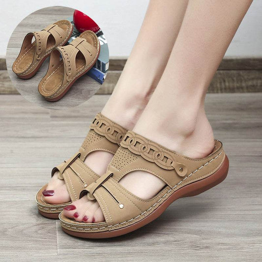 Women's Slippers Wedge Heel Round Toe Roman Shoes - MYLUXURY LANE ENTERPRISE