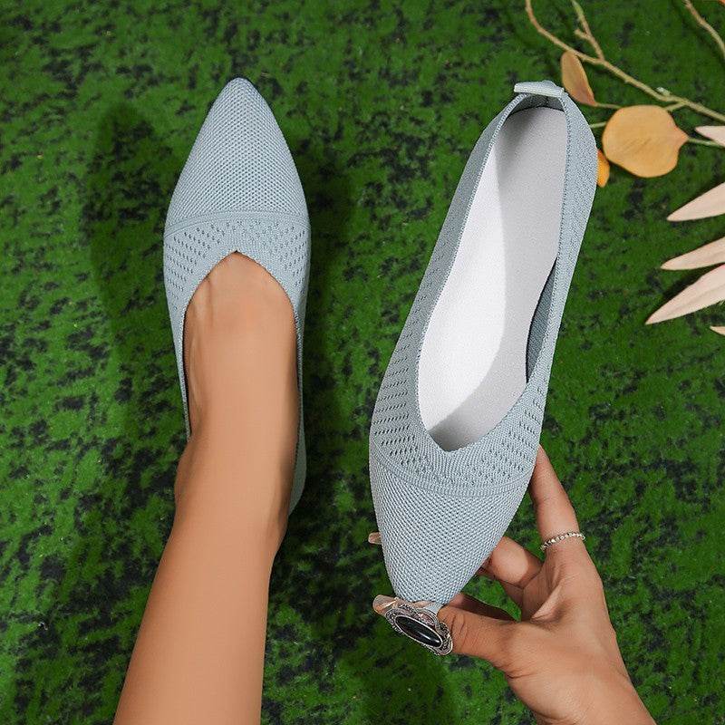 Plus Size Solid Color Pointed Flat Soft Sole Thin Shoes - MYLUXURY LANE ENTERPRISE