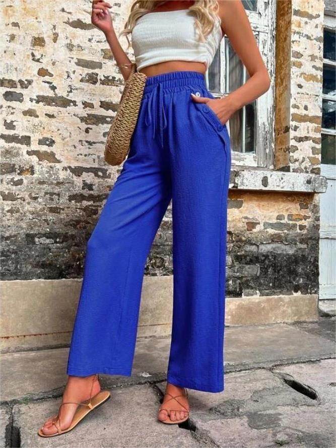 Casual Elastic High Waist Loose Trousers - MYLUXURY LANE ENTERPRISE