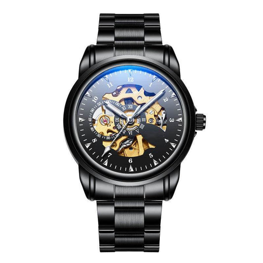 Men's Fashion Simple Leather Waterproof Luminous Mechanical Watch - MYLUXURY LANE ENTERPRISE