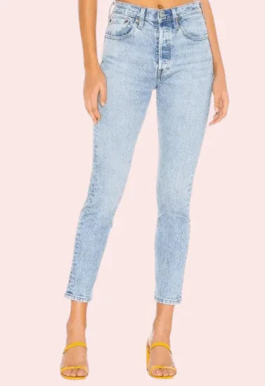 Chic Blue High Rise Skinny Jeans with Low Stretch - MYLUXURY LANE ENTERPRISE