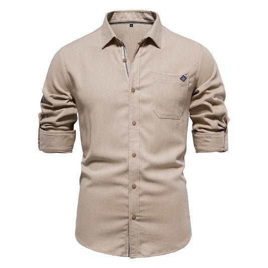 Men's Fashion Casual Lapel Long Sleeve Shirt - MYLUXURY LANE ENTERPRISE