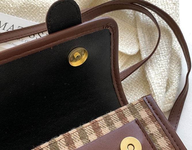 One-shoulder Fashion Trendy Plaid Cross-body Small Square Bag - MYLUXURY LANE ENTERPRISE
