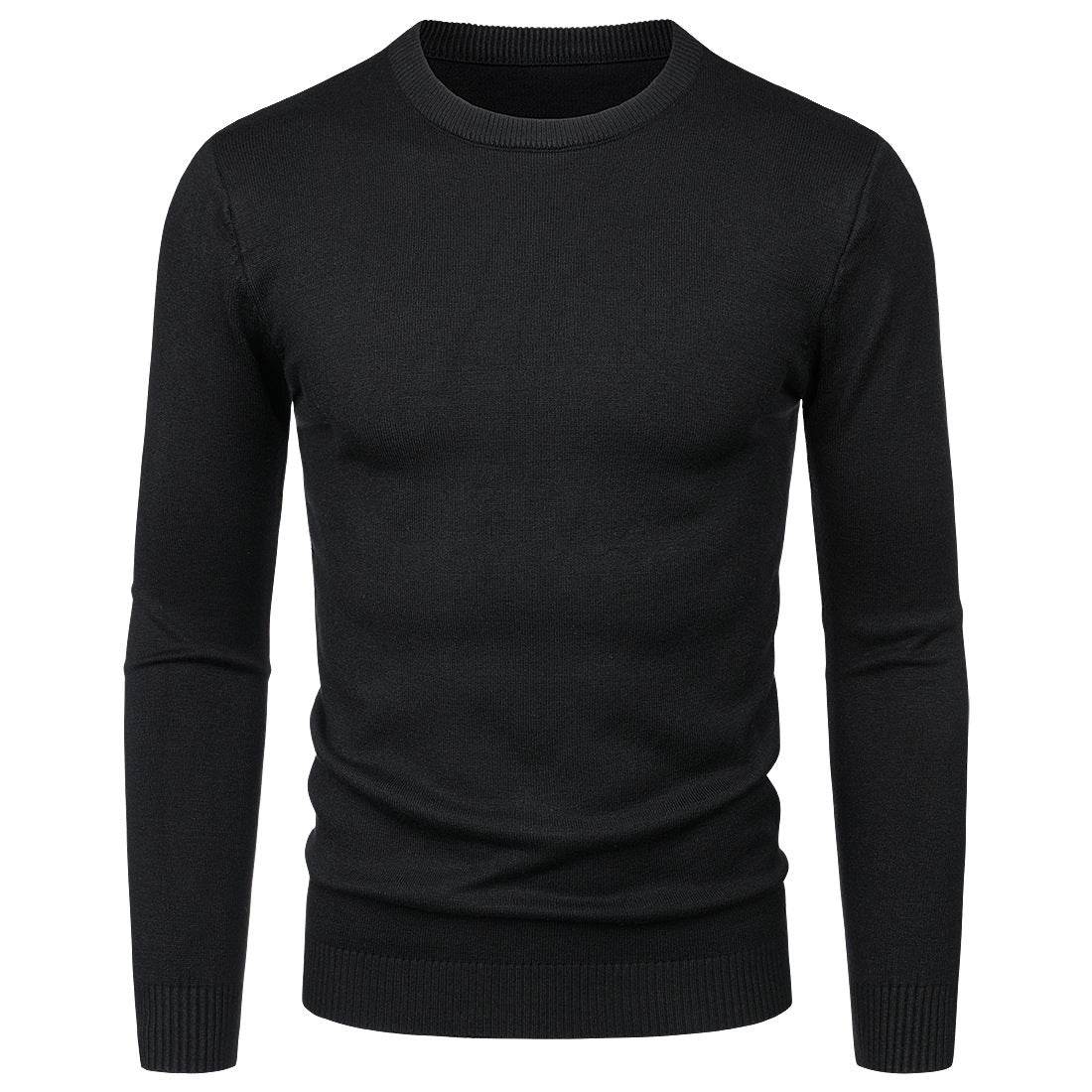 Men's Round Neck Sweater Solid Color Simple Free Size Long Sleeve Sweater - MYLUXURY LANE ENTERPRISE