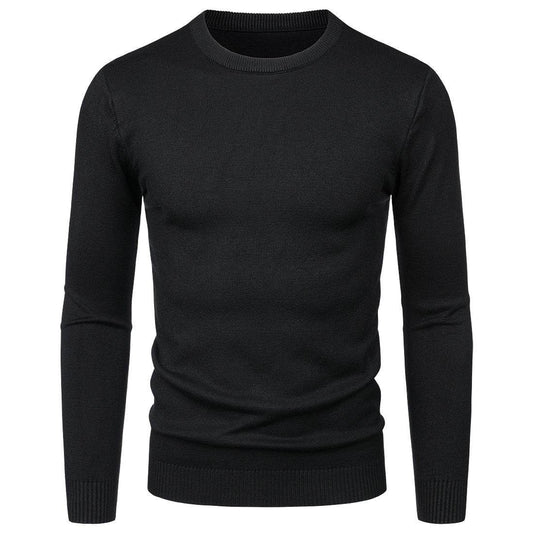 Men's Round Neck Sweater Solid Color Simple Free Size Long Sleeve Sweater - MYLUXURY LANE ENTERPRISE