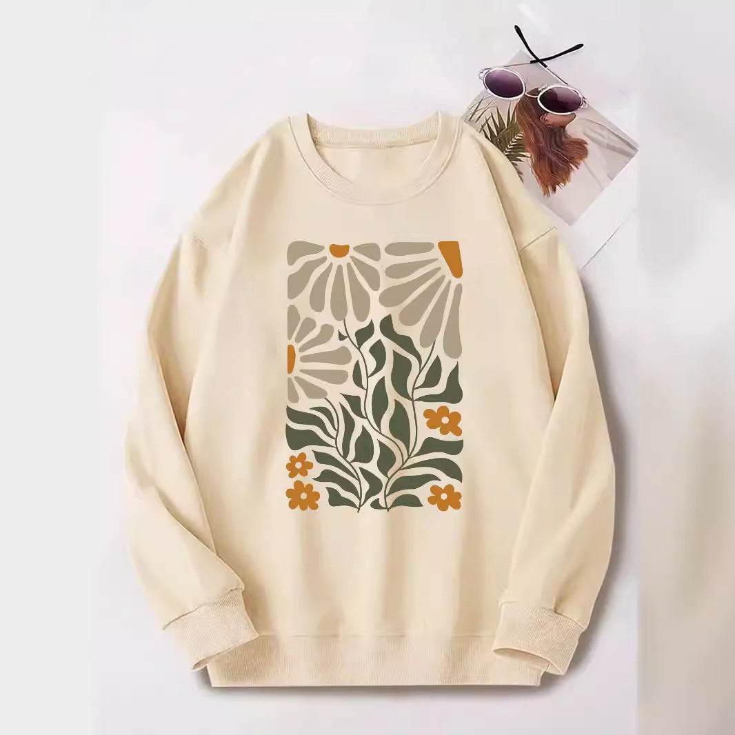 Flowers And Plants Round Neck Long Sleeve Sweater For Women - MYLUXURY LANE ENTERPRISE