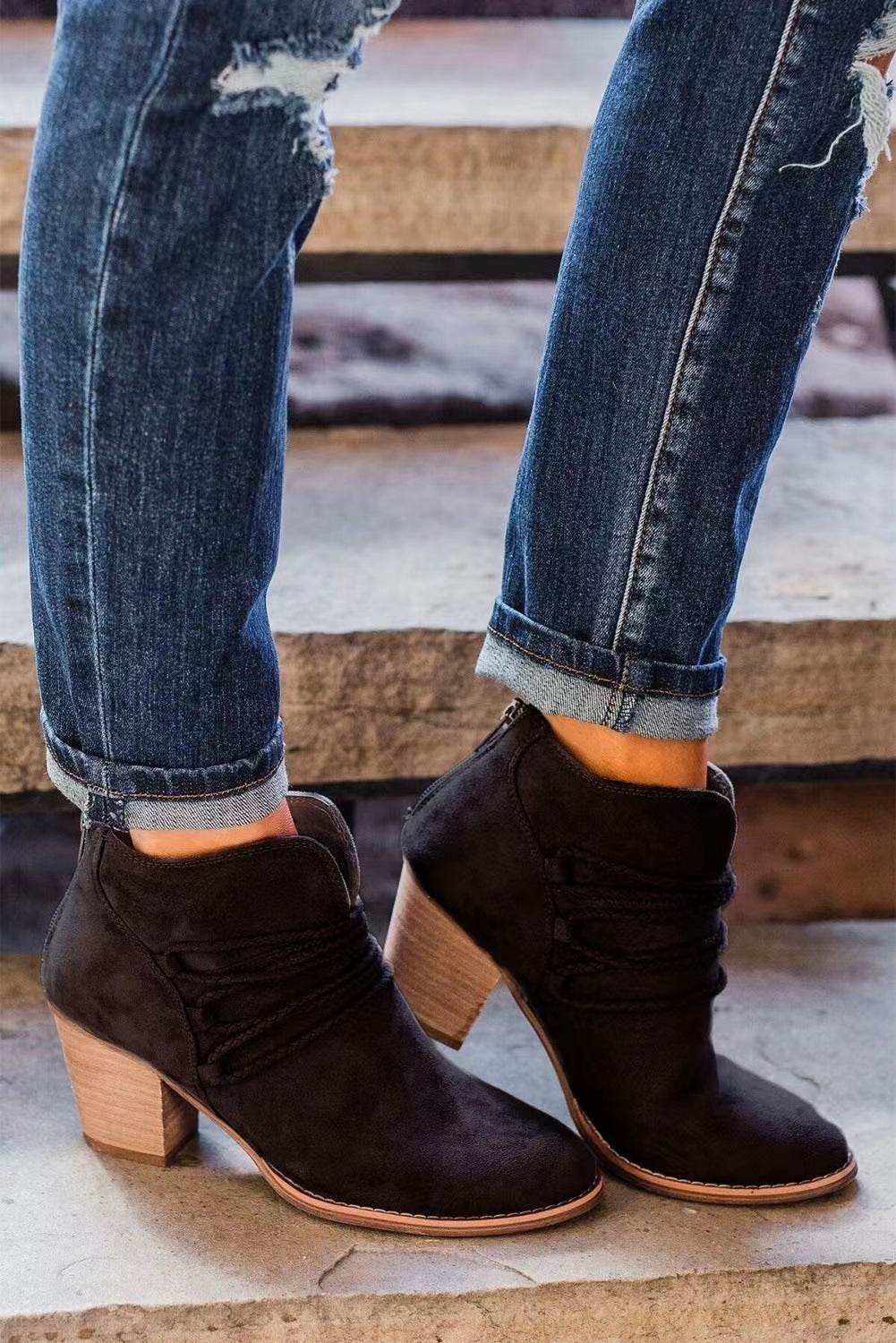 Mid Heel Boots Women's Chunky Heel Martin Boots - MYLUXURY LANE ENTERPRISE