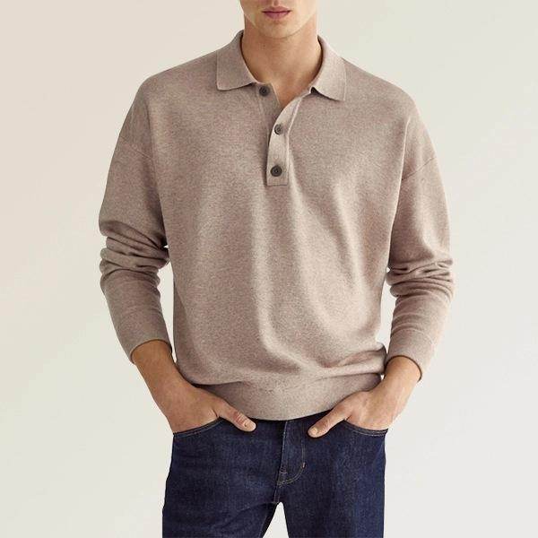 New Autumn Long Sleeve V-neck Buttons Men's Casual Jacket Polo Shirt - MYLUXURY LANE ENTERPRISE