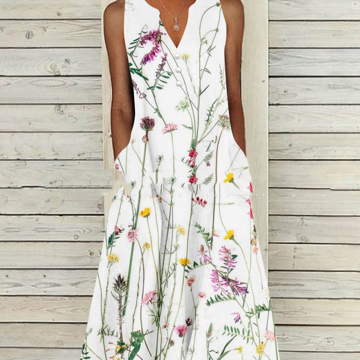 Ladies Sleeveless Printed Long Dress - MYLUXURY LANE ENTERPRISE