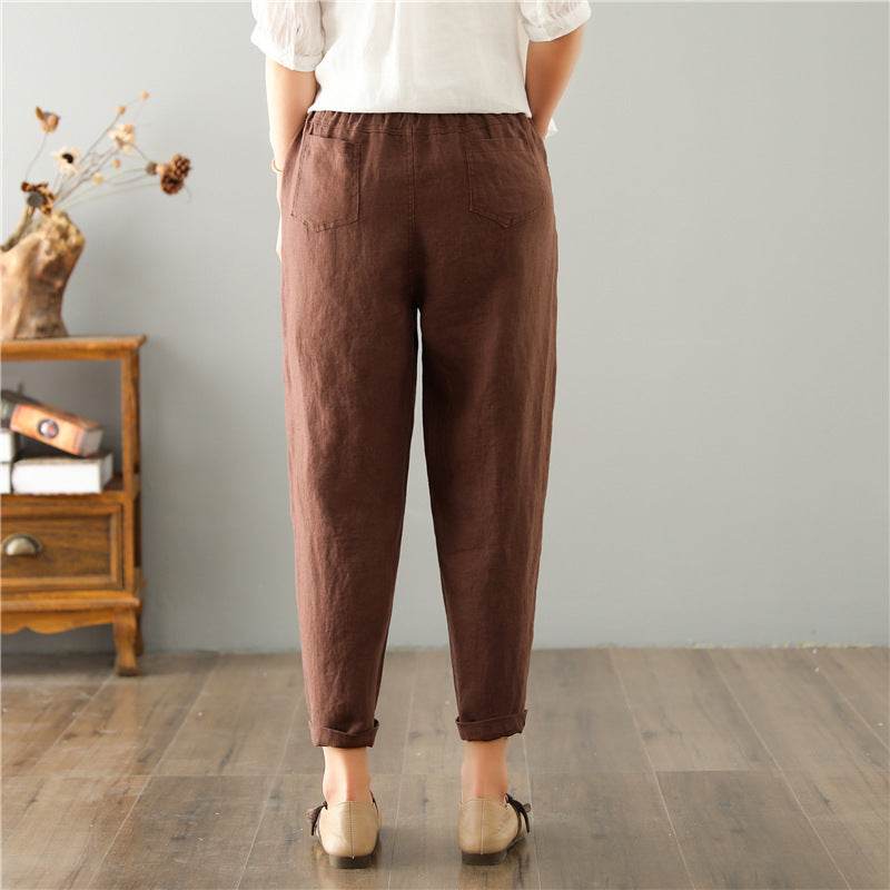 Women's Linen Leisure High Waist Loose Casual Pants - MYLUXURY LANE ENTERPRISE
