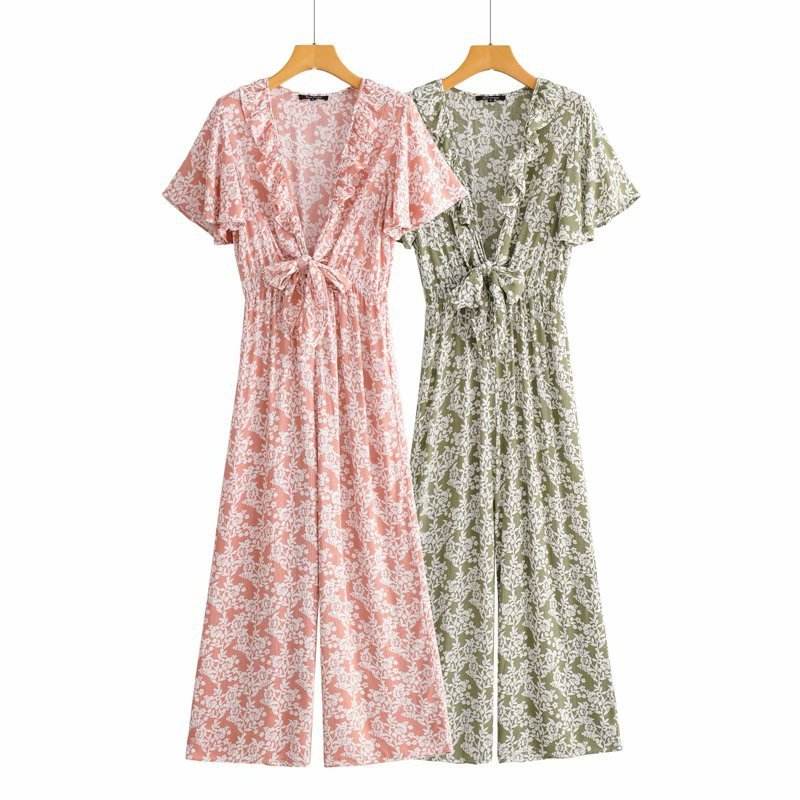 Printed Jumpsuit With Tie On Chest - MYLUXURY LANE ENTERPRISE