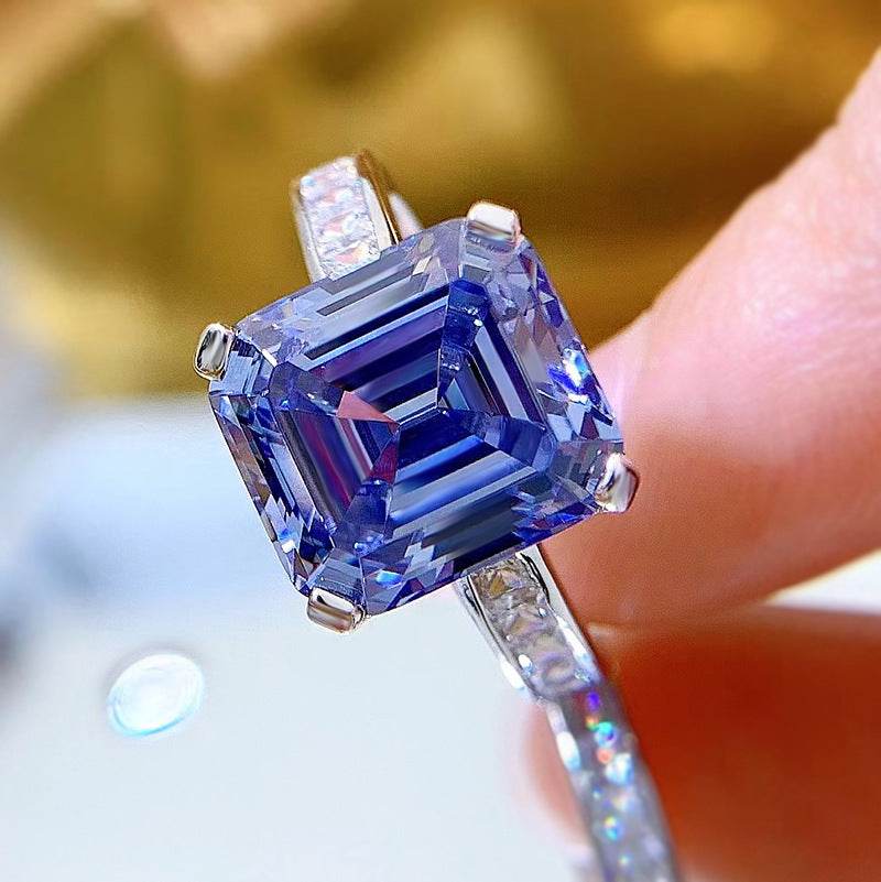 S925 Silver Blue Gray High Carbon Rhinestone Ring - MYLUXURY LANE ENTERPRISE