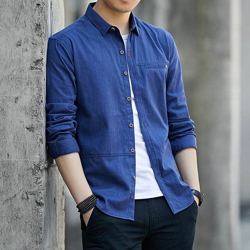 Workwear Shirt Men's Long Sleeve Spring And Autumn Retro Casual - MYLUXURY LANE ENTERPRISE