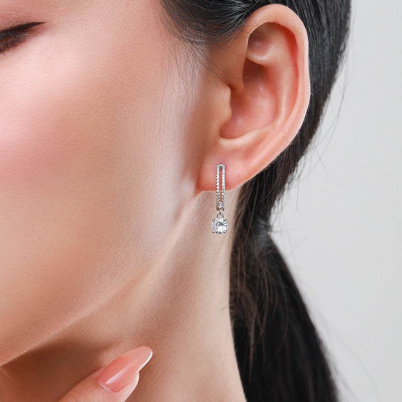 S925 Sterling Silver Inlaid Zirconium Temperament Earrings - MYLUXURY LANE ENTERPRISE
