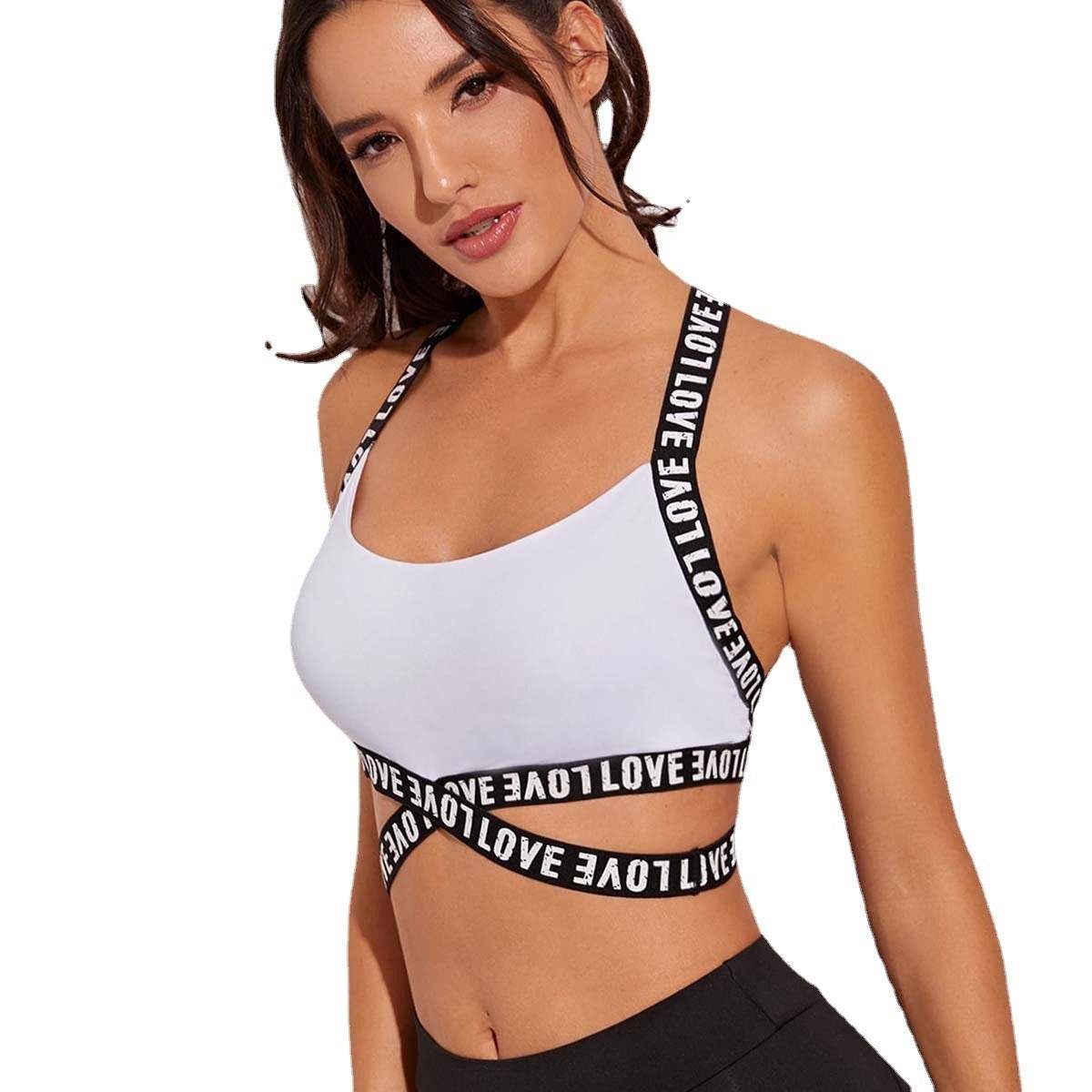 Alphabet Strap Yoga Bra Step Gathers Sports Underwear - MYLUXURY LANE ENTERPRISE