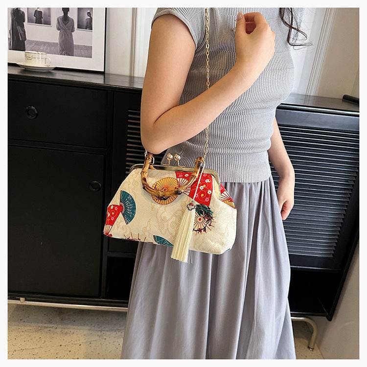 New Chinese Style Retro National Style Embroidered Clutch Bag Red-crowned Crane Handbag - MYLUXURY LANE ENTERPRISE