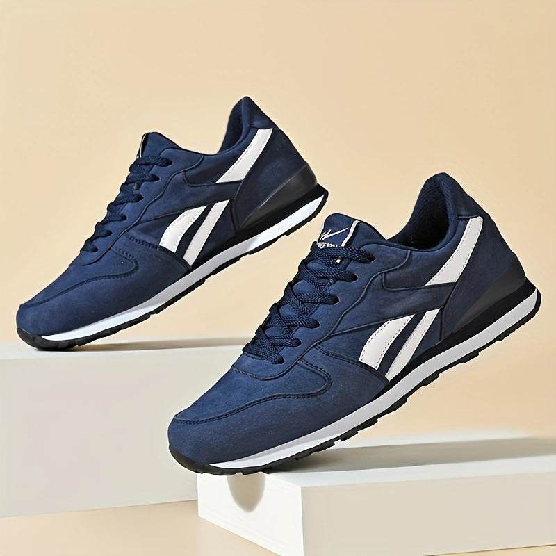 Stylish Men's Low-Top Sneakers - Breathable PU Upper, Soft Fabric Inner & Insole, Durable Rubber Sole - Comfortable, Versatile, and Water-Resistant Shoes for Daily Life, Fitness, and Casual Sports - MYLUXURY LANE ENTERPRISE