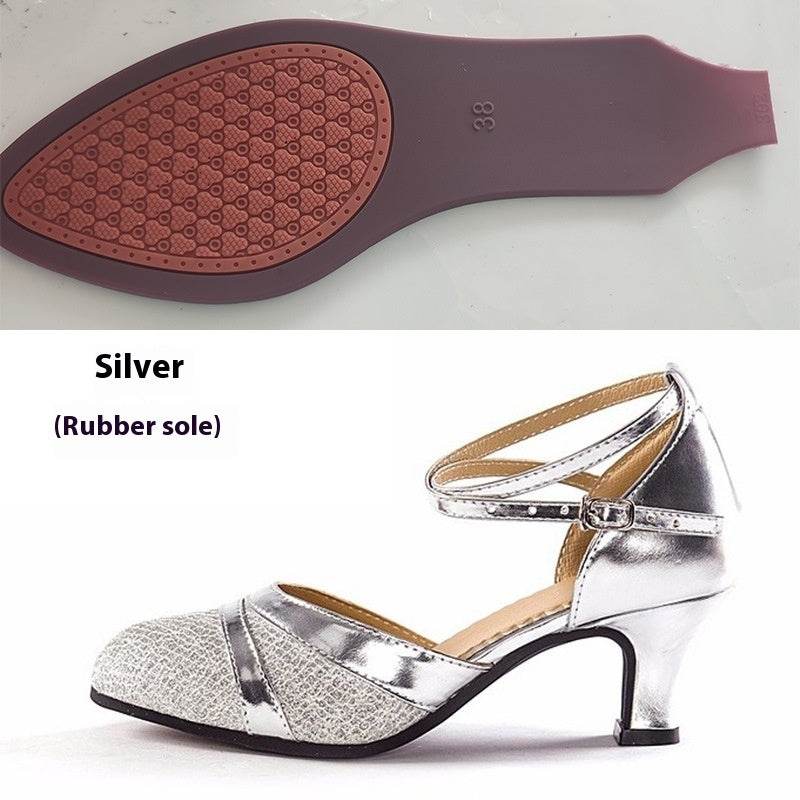 Women's Toe-covered Mid Heel Soft Bottom Dancing Shoes - MYLUXURY LANE ENTERPRISE