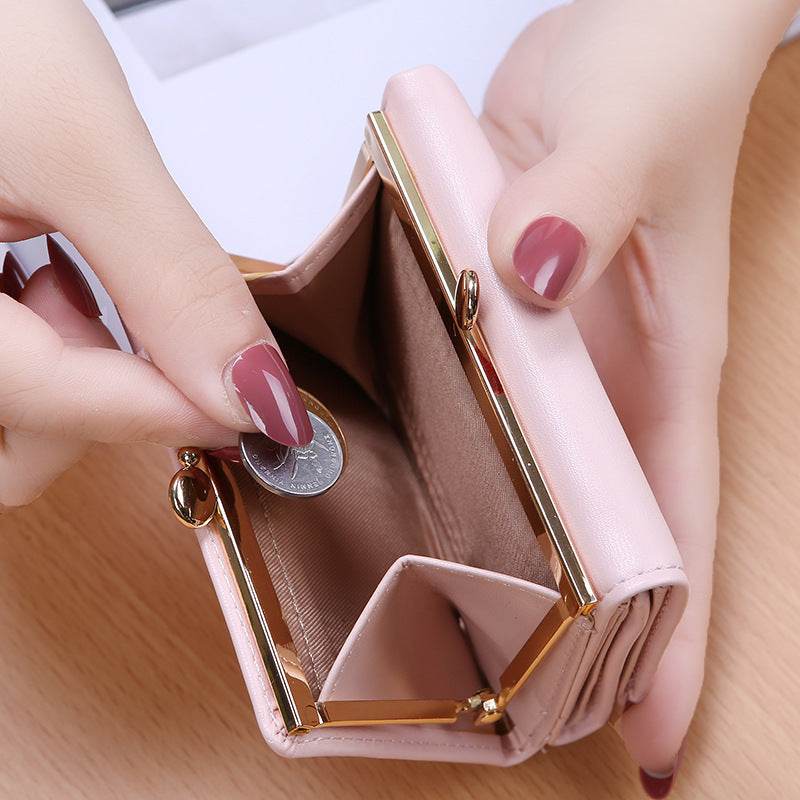 Ladies Simple Leather Short Folding Wallet - MYLUXURY LANE ENTERPRISE