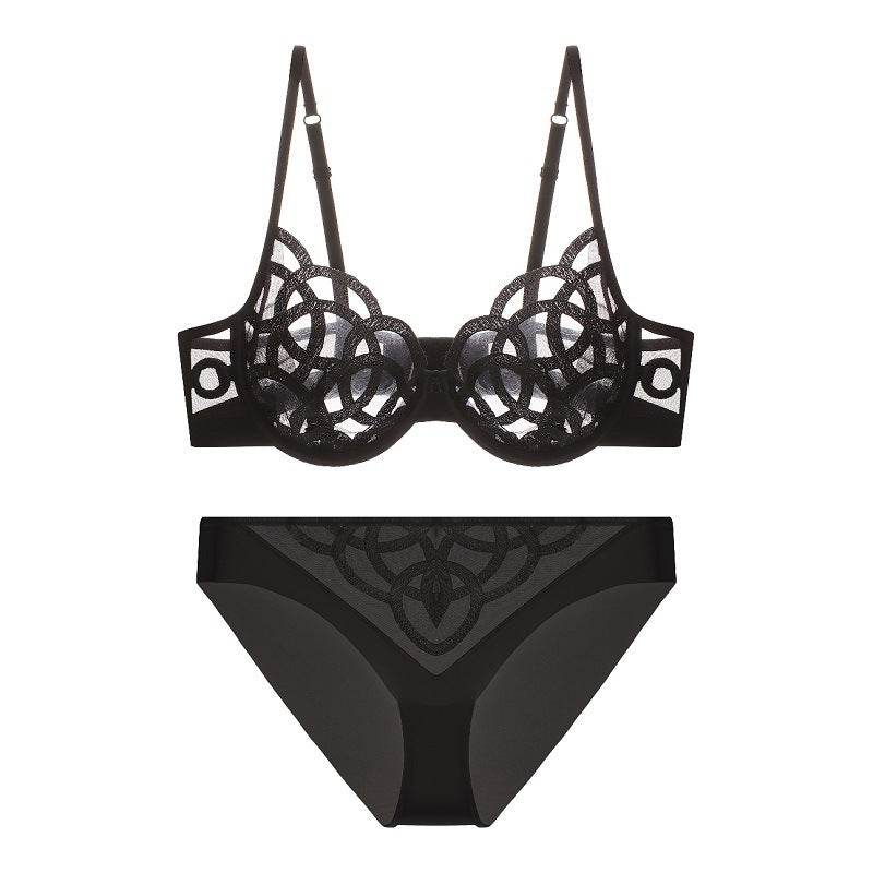 Women's Push Up Bra Ultra-thin Breathable Mesh Embroidery Bra Set - MYLUXURY LANE ENTERPRISE