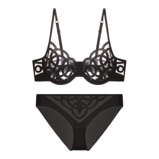 Women's Push Up Bra Ultra-thin Breathable Mesh Embroidery Bra Set - MYLUXURY LANE ENTERPRISE
