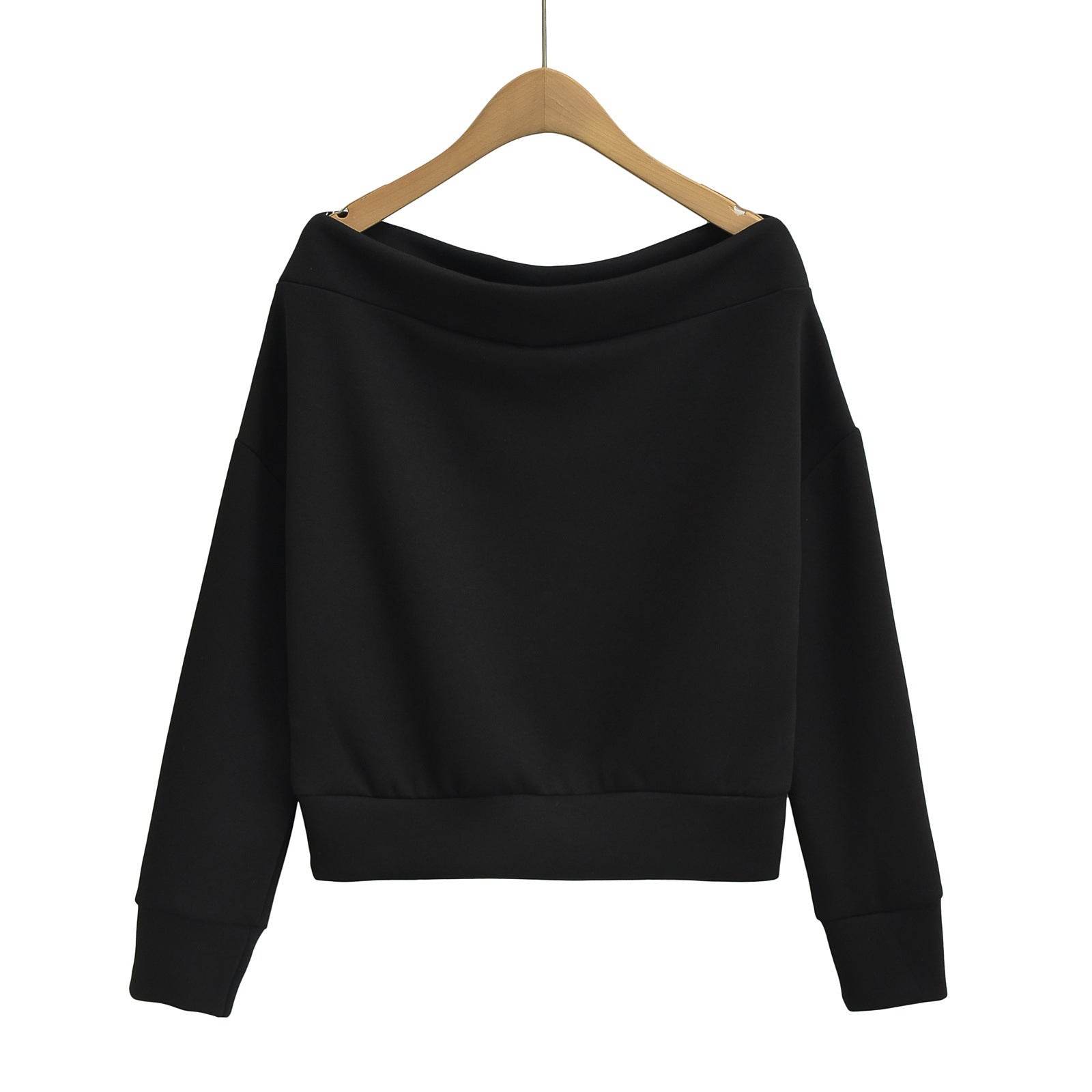 Women's French Off-shoulder Shoulder-baring Pullover Long Sleeve Sweater - MYLUXURY LANE ENTERPRISE
