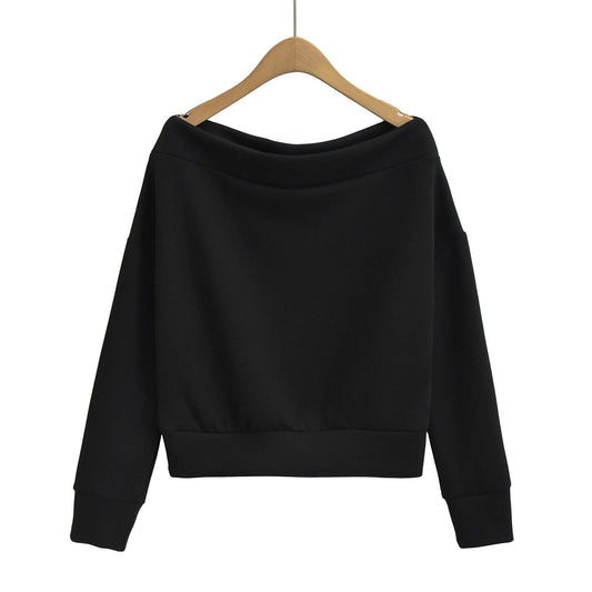 Women's French Off-shoulder Shoulder-baring Pullover Long Sleeve Sweater - MYLUXURY LANE ENTERPRISE