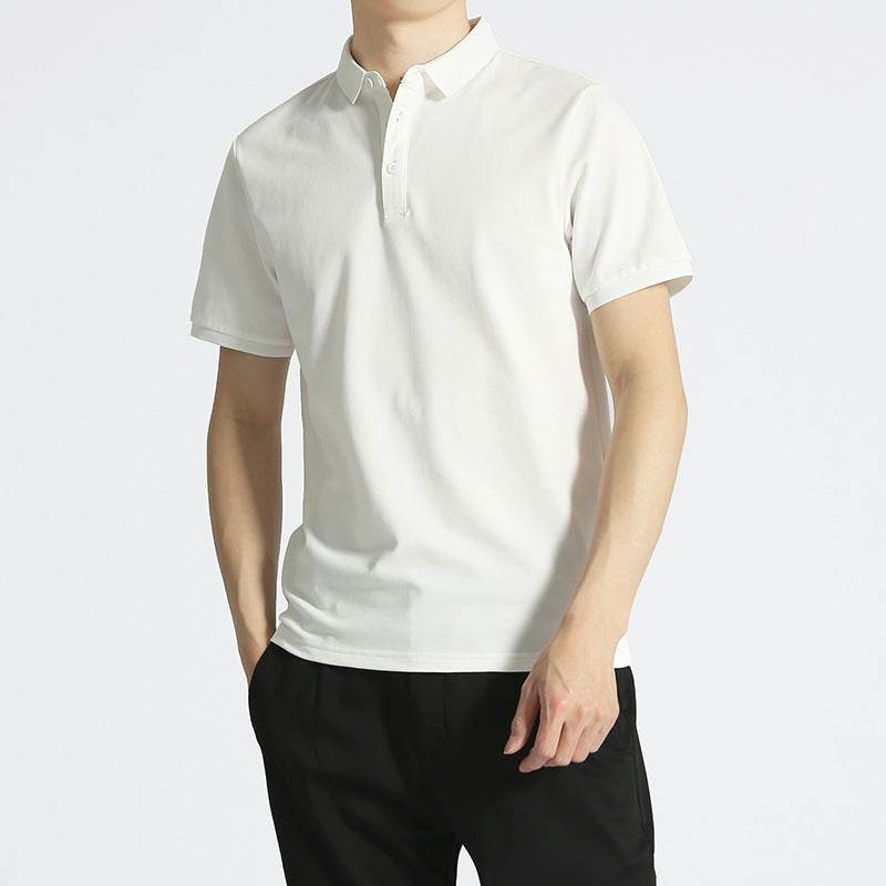 Solid Color Men's Business Short Sleeve Lapel T-shirt - MYLUXURY LANE ENTERPRISE
