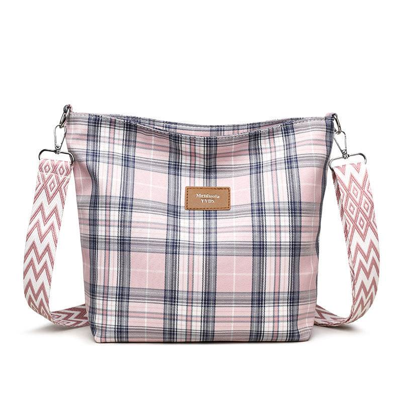 Large Capacity Contrast Color Check One-shoulder Versatile Commuter Messenger Bag - MYLUXURY LANE ENTERPRISE