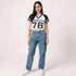 "Brooklyn 76" Varsity Crop Top – Navy & White - MYLUXURY LANE ENTERPRISE