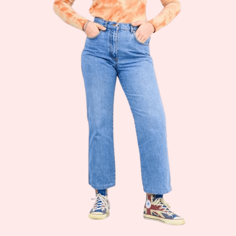 Classic 90s Boyfriend Blue Denim Wide Leg Jeans - MYLUXURY LANE ENTERPRISE