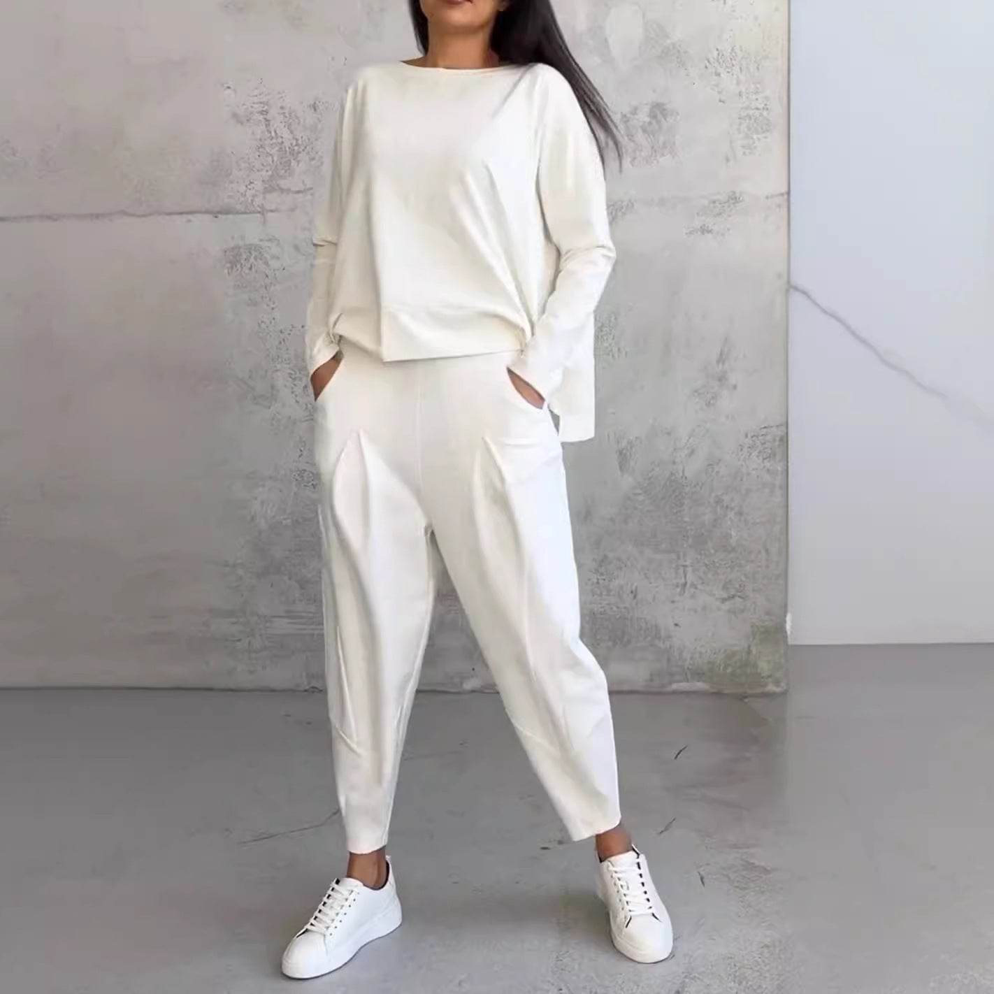 Women's Irregular Design Long-sleeved Sweater Harem Pants Suit - MYLUXURY LANE ENTERPRISE
