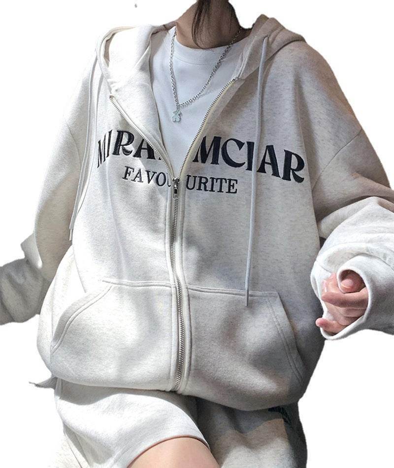 Women's Retro Easy Matching Loose Zip Hoodie Coat - MYLUXURY LANE ENTERPRISE