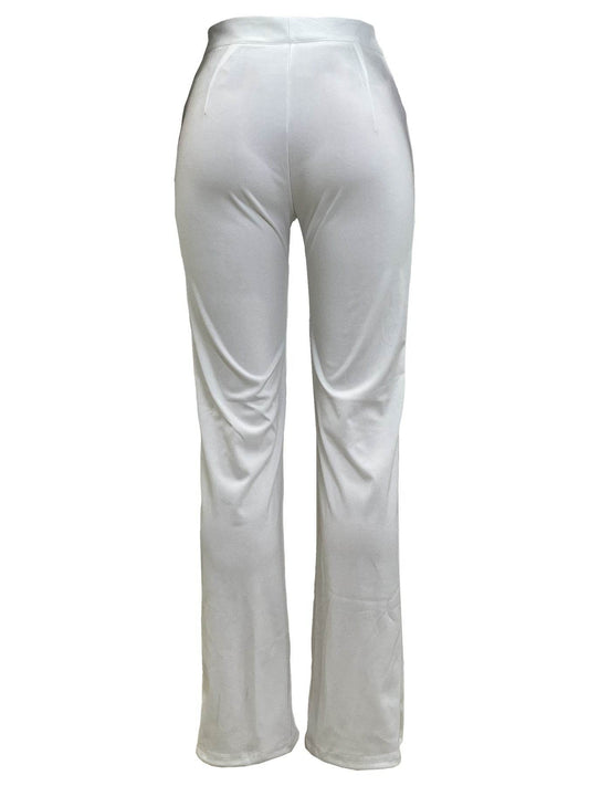 New Women's Clothing Hot Girl Temperament Slimming White High-waist Straight-leg Pants - MYLUXURY LANE ENTERPRISE