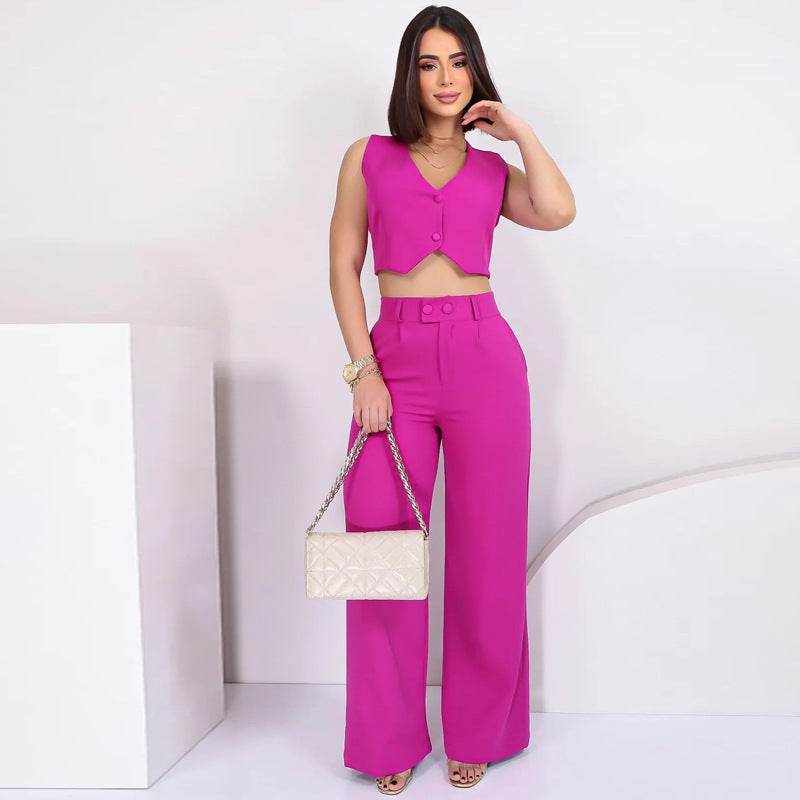 European And American Fashion Casual Slim Fit Sleeveless Two-piece Suit - MYLUXURY LANE ENTERPRISE