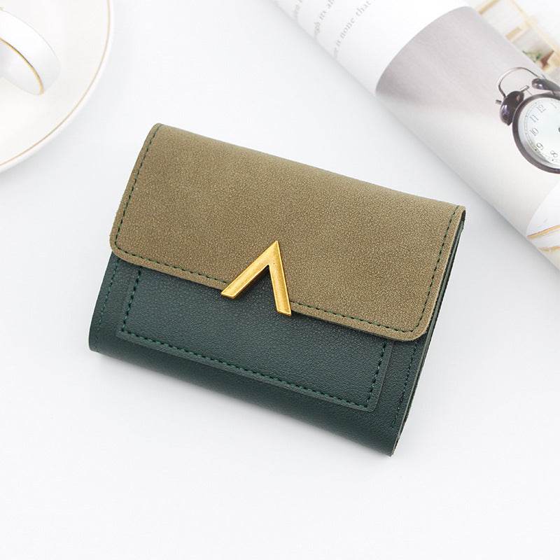 Simple Bronze Gold V-shaped Ladies Short Wallet - MYLUXURY LANE ENTERPRISE