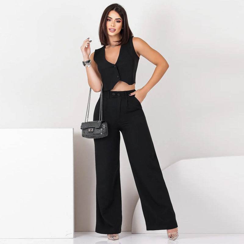 European And American Fashion Casual Slim Fit Sleeveless Two-piece Suit - MYLUXURY LANE ENTERPRISE