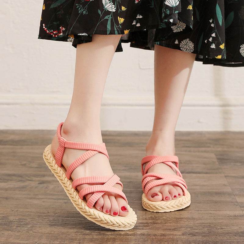 New Sandals Women's Imitation Straw Travel Beach - MYLUXURY LANE ENTERPRISE