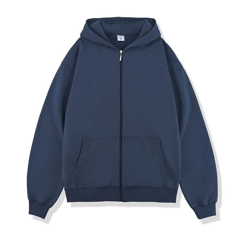 Autumn And Winter 450g Terry Loose Fashion Brand Zipper Hooded Sweater Solid Color - MYLUXURY LANE ENTERPRISE